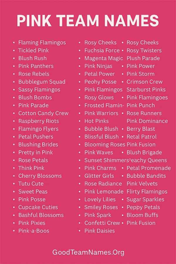Epic List of Pink Team Names You’ll Love