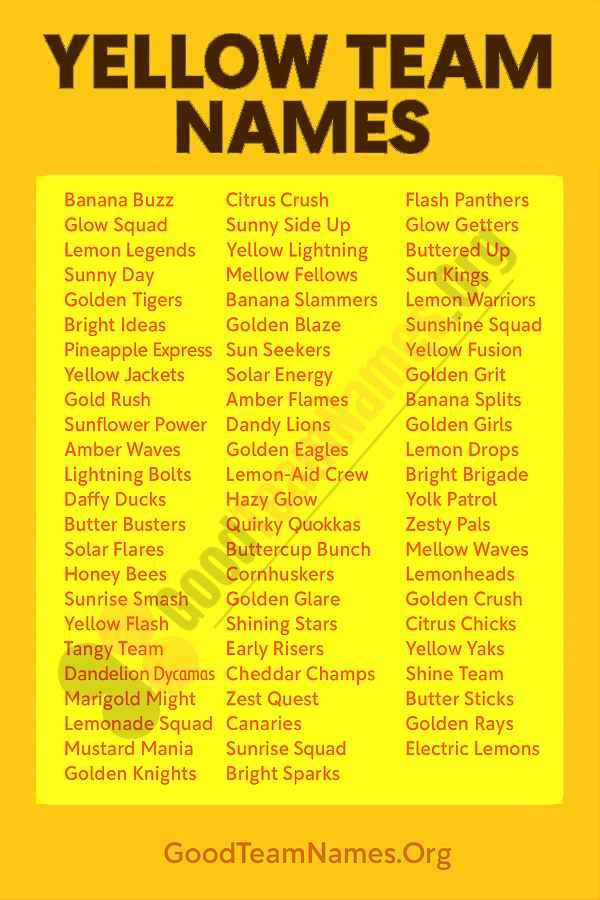Yellow Team Name Ideas You’ll Actually Love